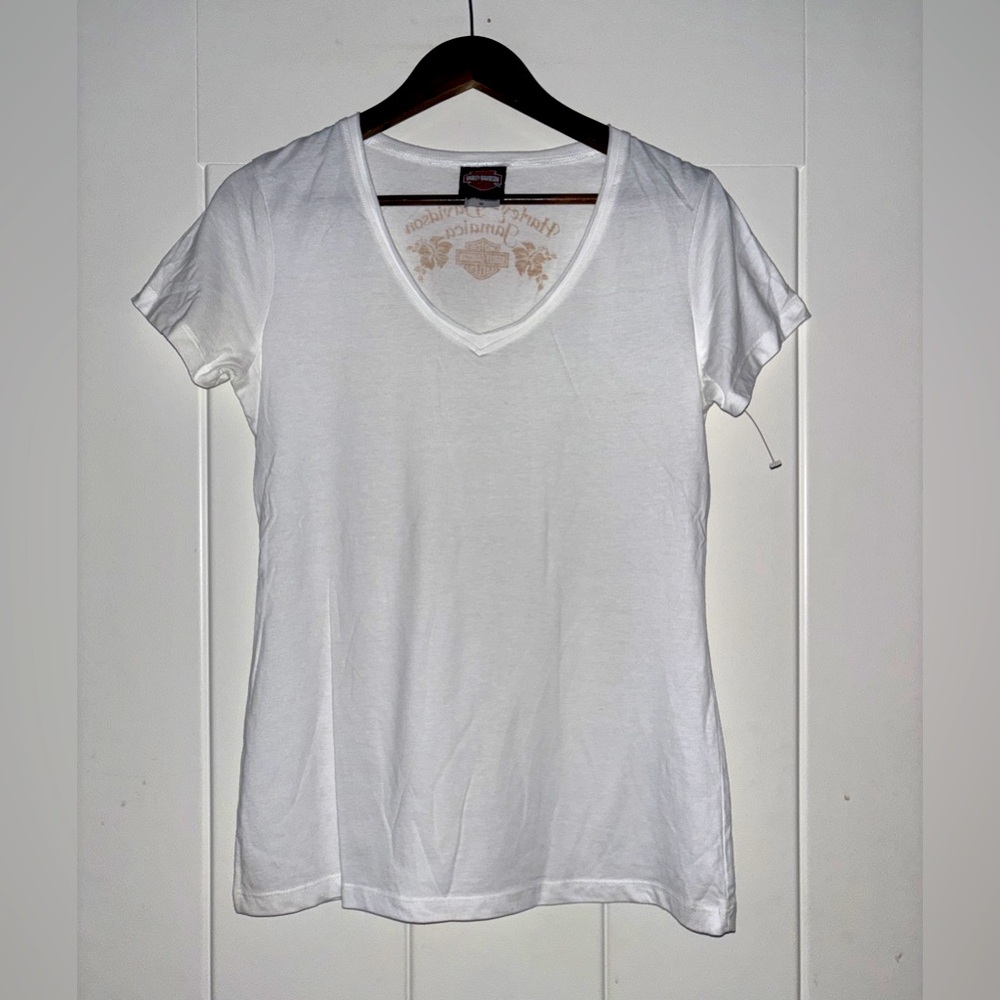 Harley Davidson Jamaica White Tee Shirt Women M Biker Motorcycle Baddie Riding